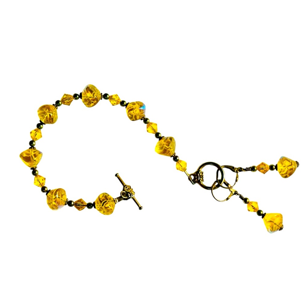 Antique Refurbished Upcycled Bracelet Earrings Set